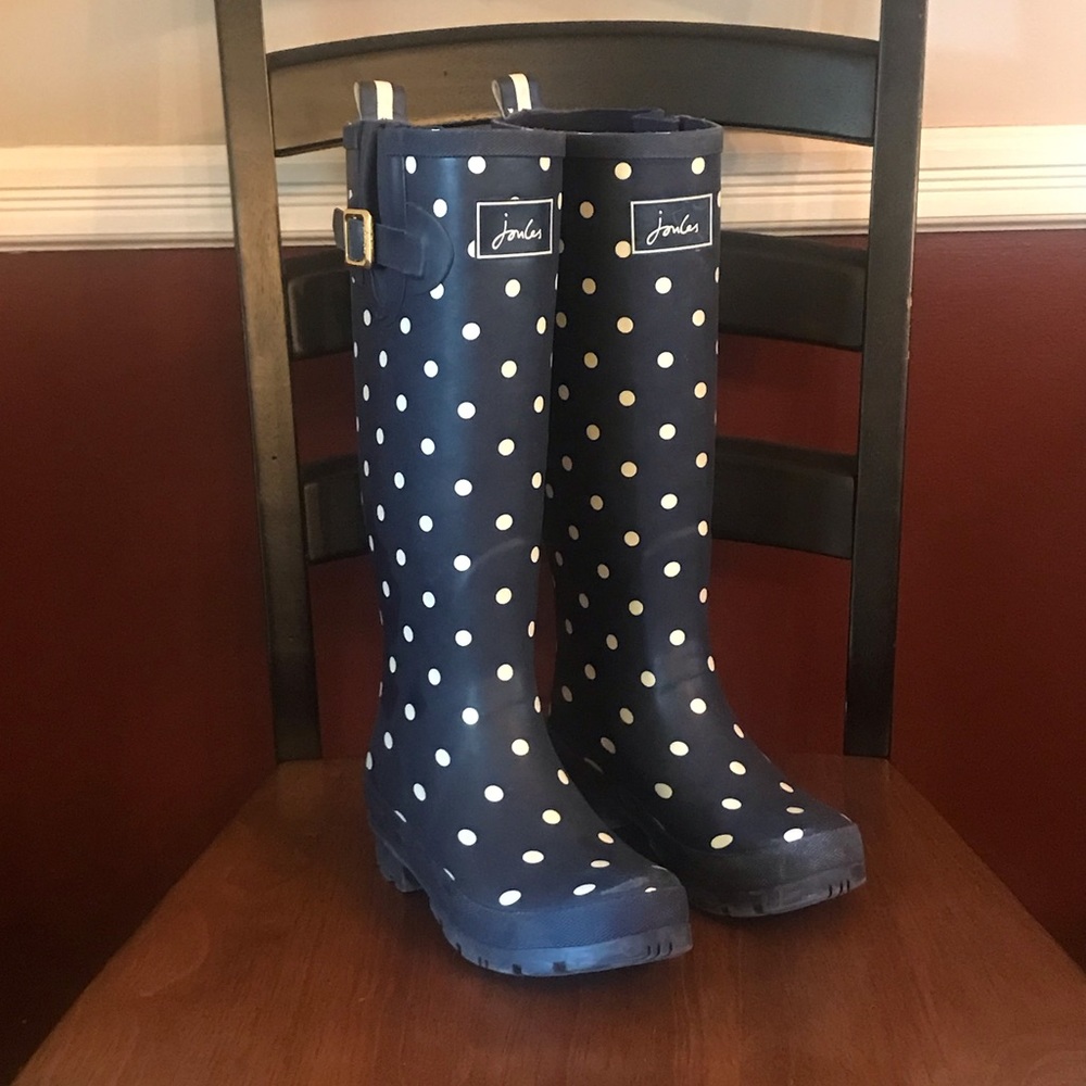 Joules Navy polka dot Wellie rain boot